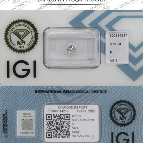 IGI Diamante 0.51carati | F | VS 1