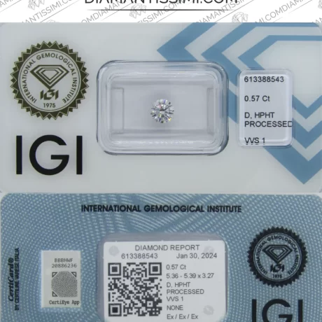 IGI Diamante 0.57 carati | D | HPHT |VVS 1